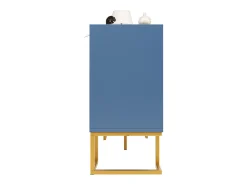 Aparador 140x40x80 cm, estilo contemporáneo, con cuatro puertas y dos estantes regulables en altura, azul
