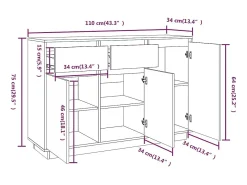 Aparador 110x34x75 cm madera maciza de pino