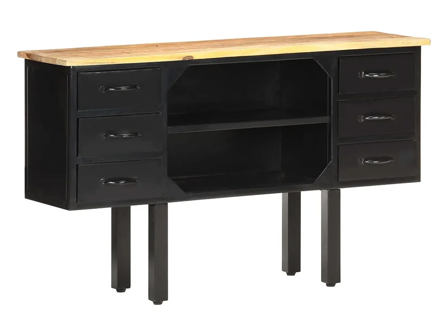 Aparador 110x30x65 cm Madera maciza de mango crudo y acero