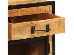 Aparador 80x31x66 cm madera maciza de mango crudo y metal