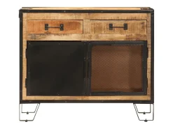 Aparador 80x31x66 cm madera maciza de mango crudo y metal