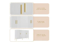 Aparador 160x35x100cm - 4 puertas - tablero de partículas - Blanco