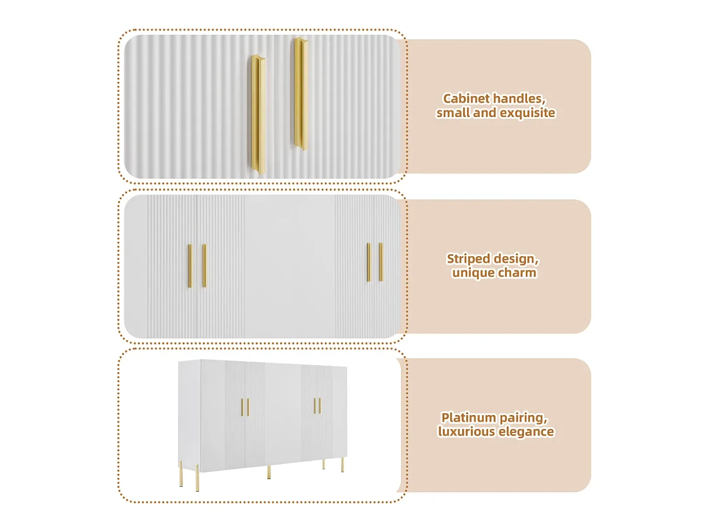 Aparador 160x35x100cm - 4 puertas - tablero de partículas - Blanco
