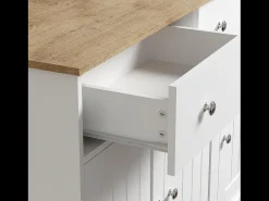 Aparador 120x36x80,5cm - Mueble de salón con textura grabada, mecanismo push-open - Blanco