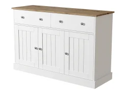 Aparador 120x36x80,5cm - Mueble de salón con textura grabada, mecanismo push-open - Blanco