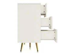 Aparador 120x40x85cm con 6 cajones, patas y tiradores dorados, cuerpo crema