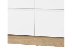 Aparador 110x40x67,5cm con 6 cajones, tapa chapada en roble, cuerpo blanco
