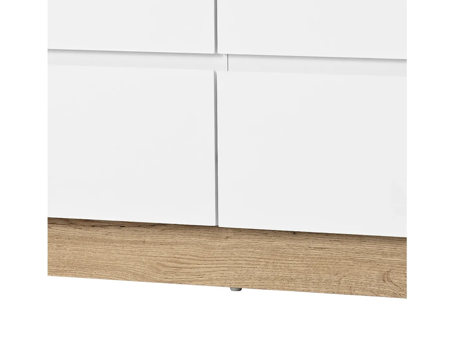 Aparador 110x40x67,5cm con 6 cajones, tapa chapada en roble, cuerpo blanco