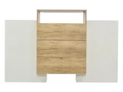 Aparador 140x37,5x90,5cm con 3 cajones y 2 puertas, 1 nicho con LED, cuerpo en madera y chapa blanca