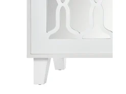Aparador 160x40x84cm con 4 puertas con espejo, cuerpo lacado en blanco