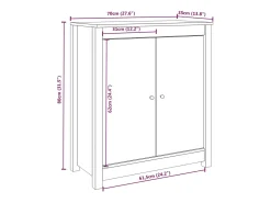 Aparadores 2 piezas blanco 70x35x80 cm madera maciza de pino