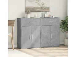 Aparadores 2 piezas gris hormigón 60x30x84 cm madera de ingeniería