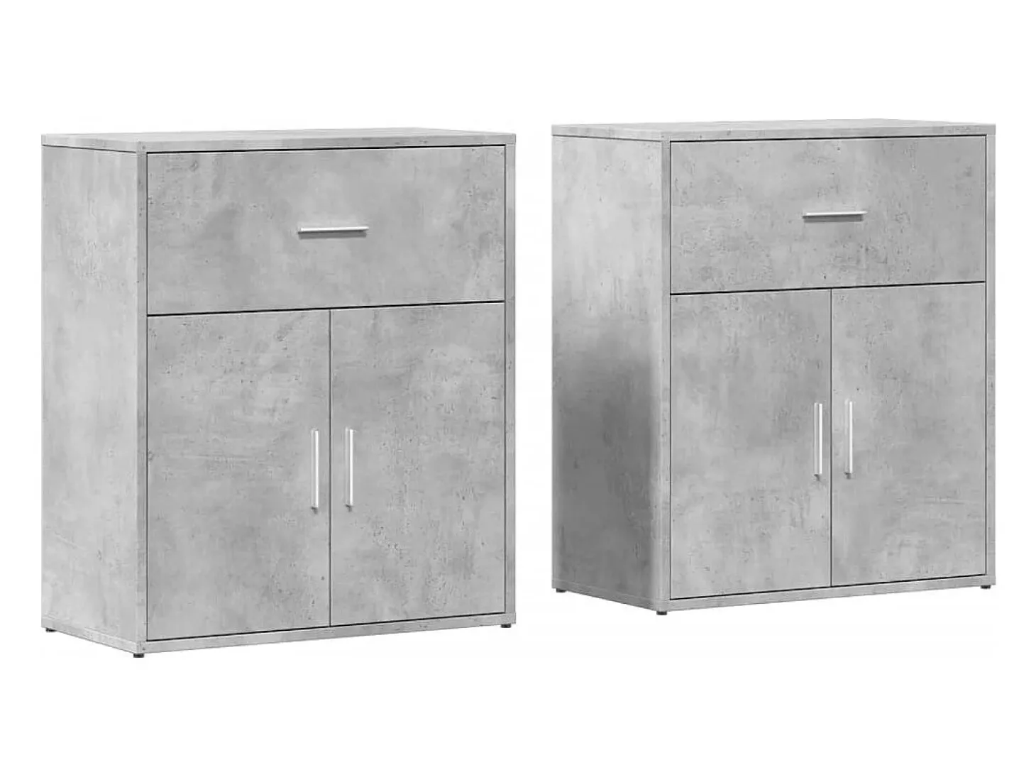 Aparadores 2 piezas gris hormigón 60x31x70 cm madera de ingeniería