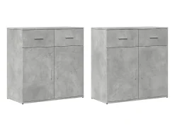 Aparadores 2 piezas gris hormigón 79x38x80 cm madera de ingeniería