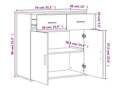 Aparadores 2 piezas gris sonoma 79x38x80 cm madera de ingeniería