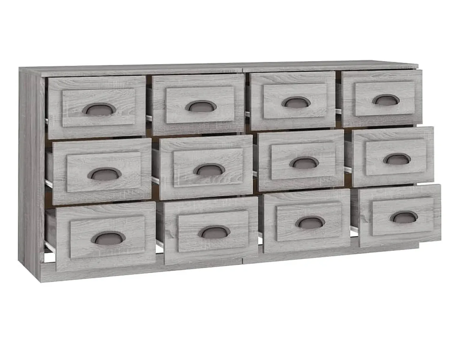 Aparadores 2 piezas madera contrachapada gris Sonoma