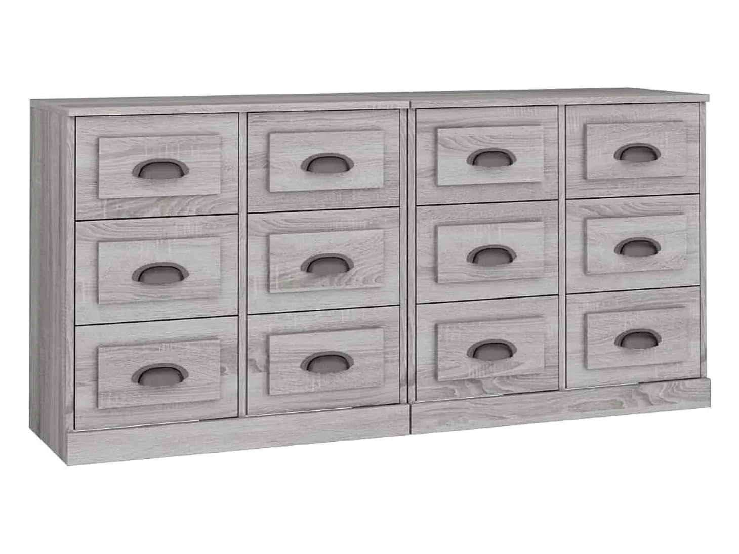 Aparadores 2 piezas madera contrachapada gris Sonoma