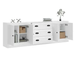 Aparadores 3 piezas madera contrachapada blanco