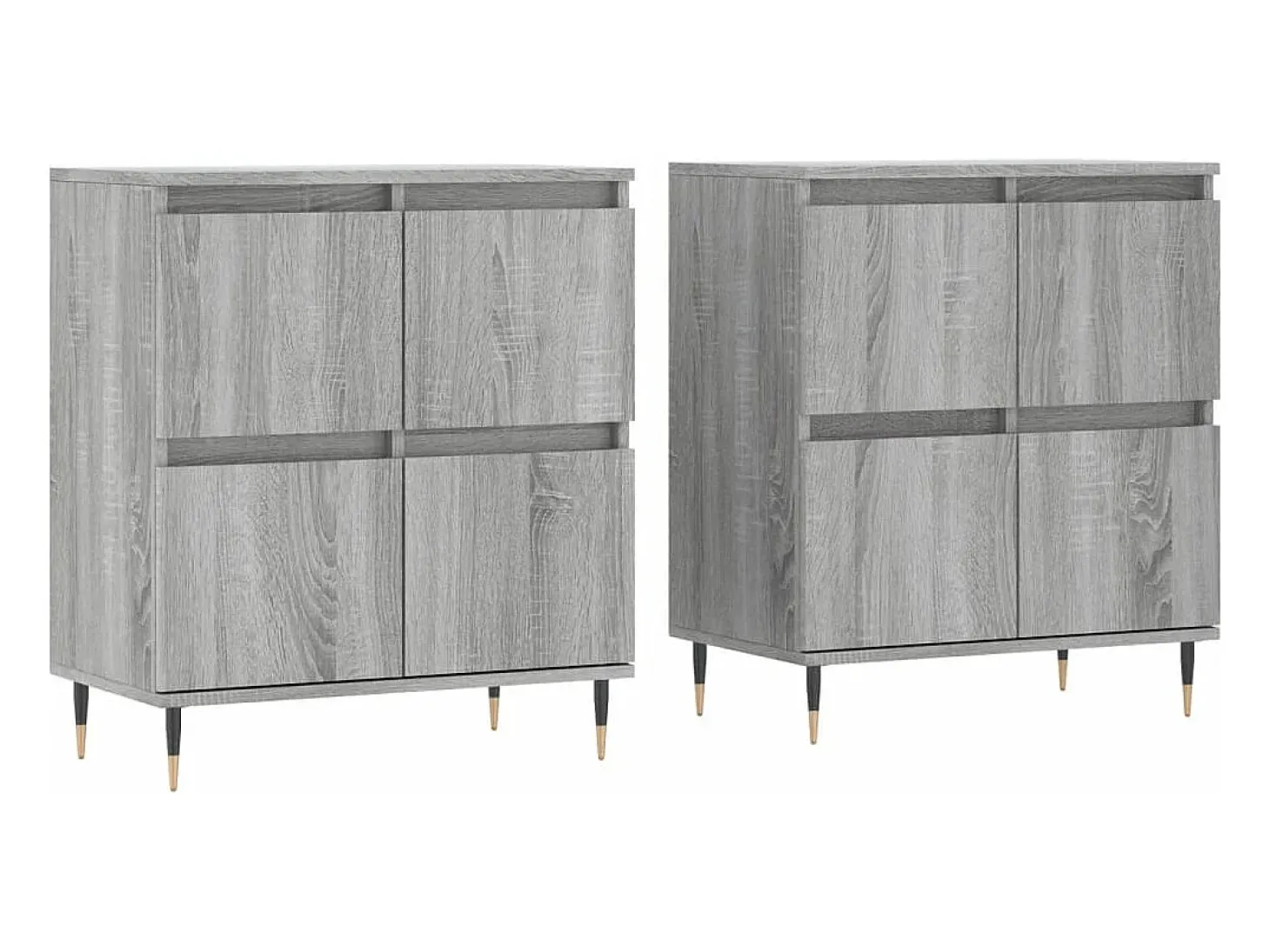 Aparadores 2 piezas madera contrachapada gris Sonoma