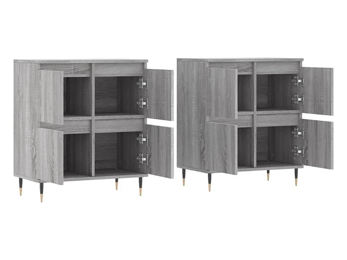 Aparadores 2 piezas madera contrachapada gris Sonoma