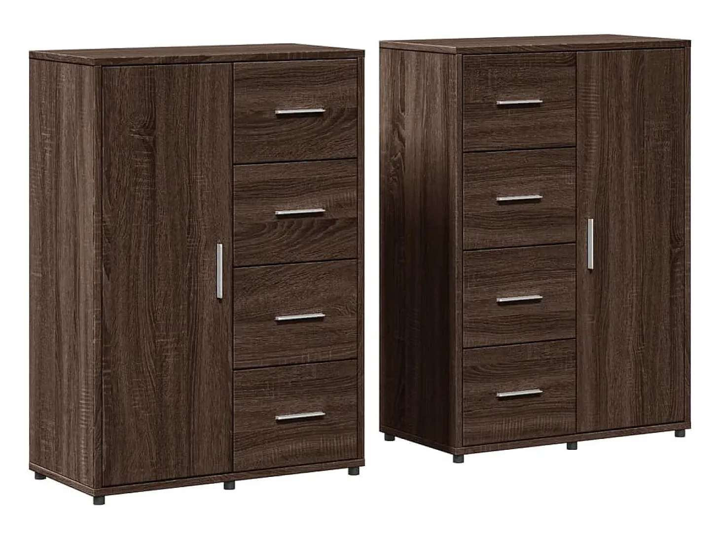 Aparadores 2 piezas roble marrón 60x31x84 cm madera de ingeniería