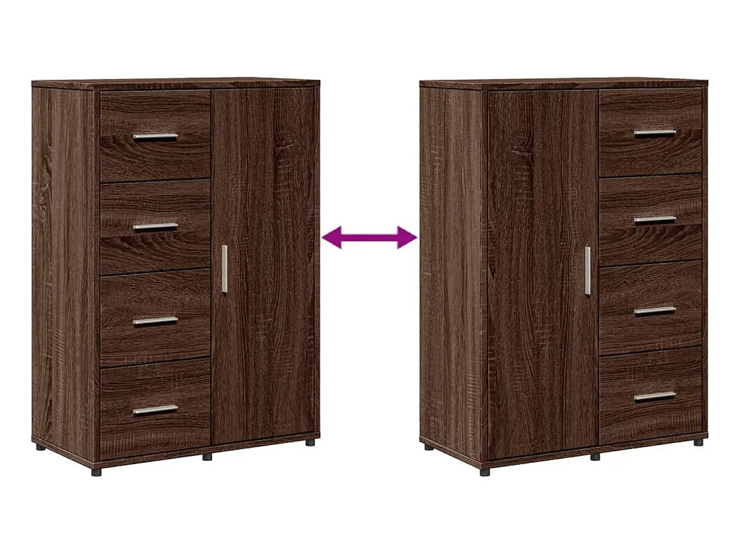 Aparadores 2 piezas roble marrón 60x31x84 cm madera de ingeniería