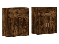 Aparadores 2 piezas roble ahumado 60x31x70 cm madera de ingeniería
