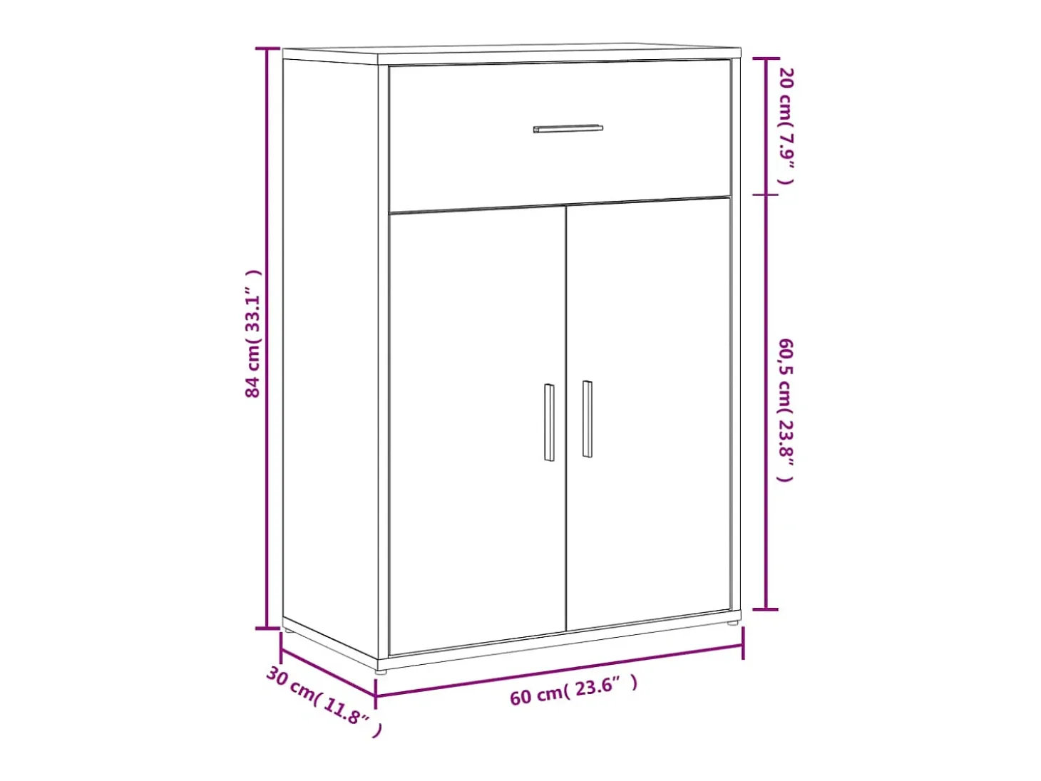 Aparadores 2 piezas roble sonoma 60x30x84 cm madera de ingeniería