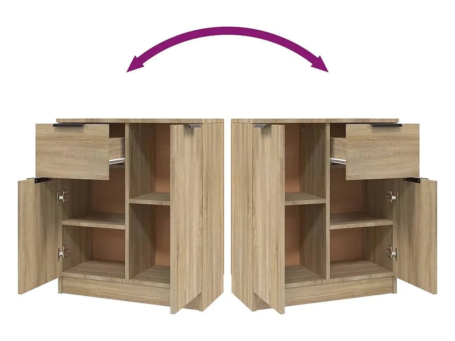 Aparadores 2 piezas Roble Sonoma 60x30x70 cm Madera de ingeniería