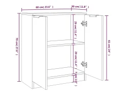 Aparadores 2 piezas Roble Sonoma 60x30x70 cm Madera de ingeniería