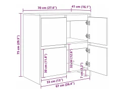 Aparadores 2 piezas roble artesanal 70 x 41 x 75 cm Madera de ingeniería