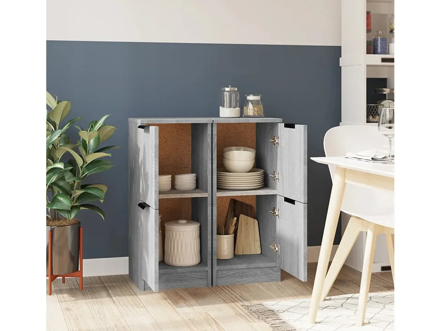 Aparadores 2 uds madera contrachapada gris Sonoma 30x30x70 cm ES88482