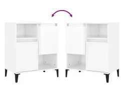 Aparadores 3 uds madera contrachapada blanco brillo 60x35x70 cm