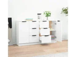 Aparadores 2 uds madera contrachapada blanco 60x30x70 cm ES37097