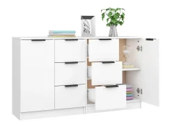 Aparadores 2 uds madera contrachapada blanco 60x30x70 cm ES37097