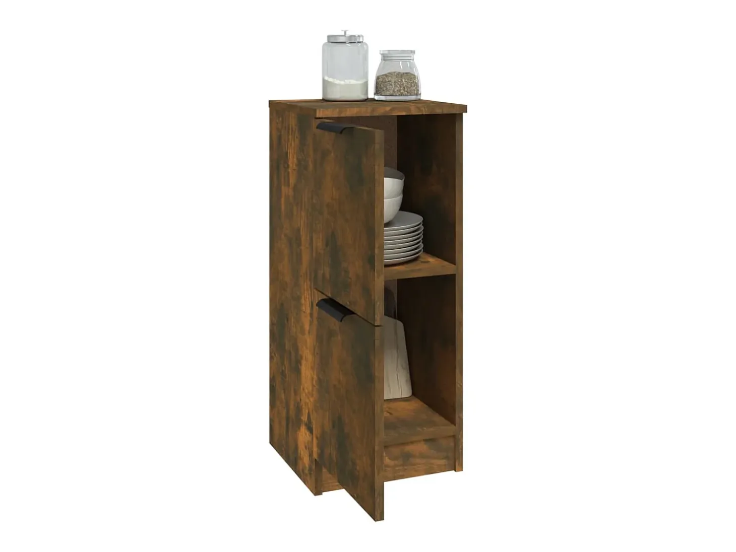 Aparadores 2 uds madera contrachapada roble ahumado 30x30x70 cm