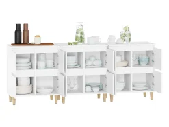 Aparadores 3 uds madera contrachapada blanco 60x35x70 cm ES37599