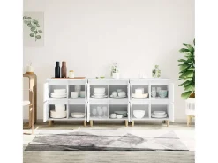 Aparadores 3 uds madera contrachapada blanco 60x35x70 cm ES37599