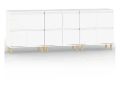 Aparadores 3 uds madera contrachapada blanco 60x35x70 cm ES37599