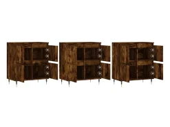 Aparadores 3 uds madera contrachapada roble ahumado ES78800
