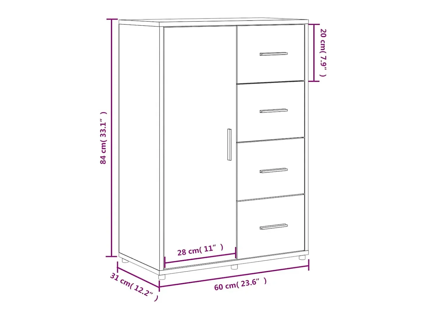 Aparadores 2 uds madera de ingeniería gris Sonoma 60x31x84 cm