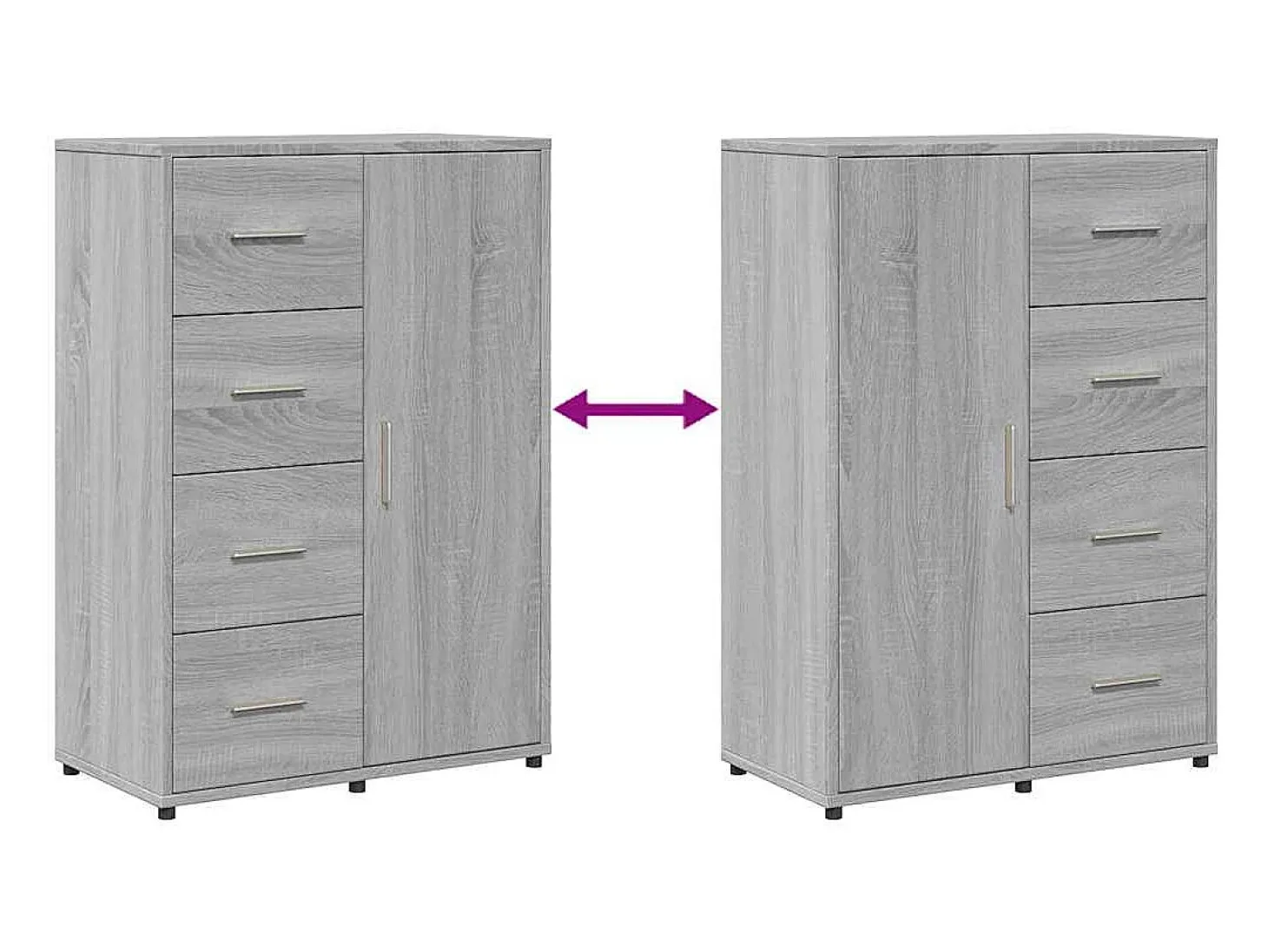 Aparadores 2 uds madera de ingeniería gris Sonoma 60x31x84 cm