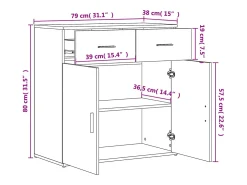 Aparadores 2 uds madera de ingeniería gris hormigón 79x38x80 cm