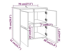 Aparadores 2 uds madera de ingeniería gris hormigón 70x41x75 cm
