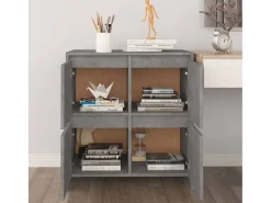 Aparadores 2 uds madera de ingeniería gris hormigón 70x41x75 cm