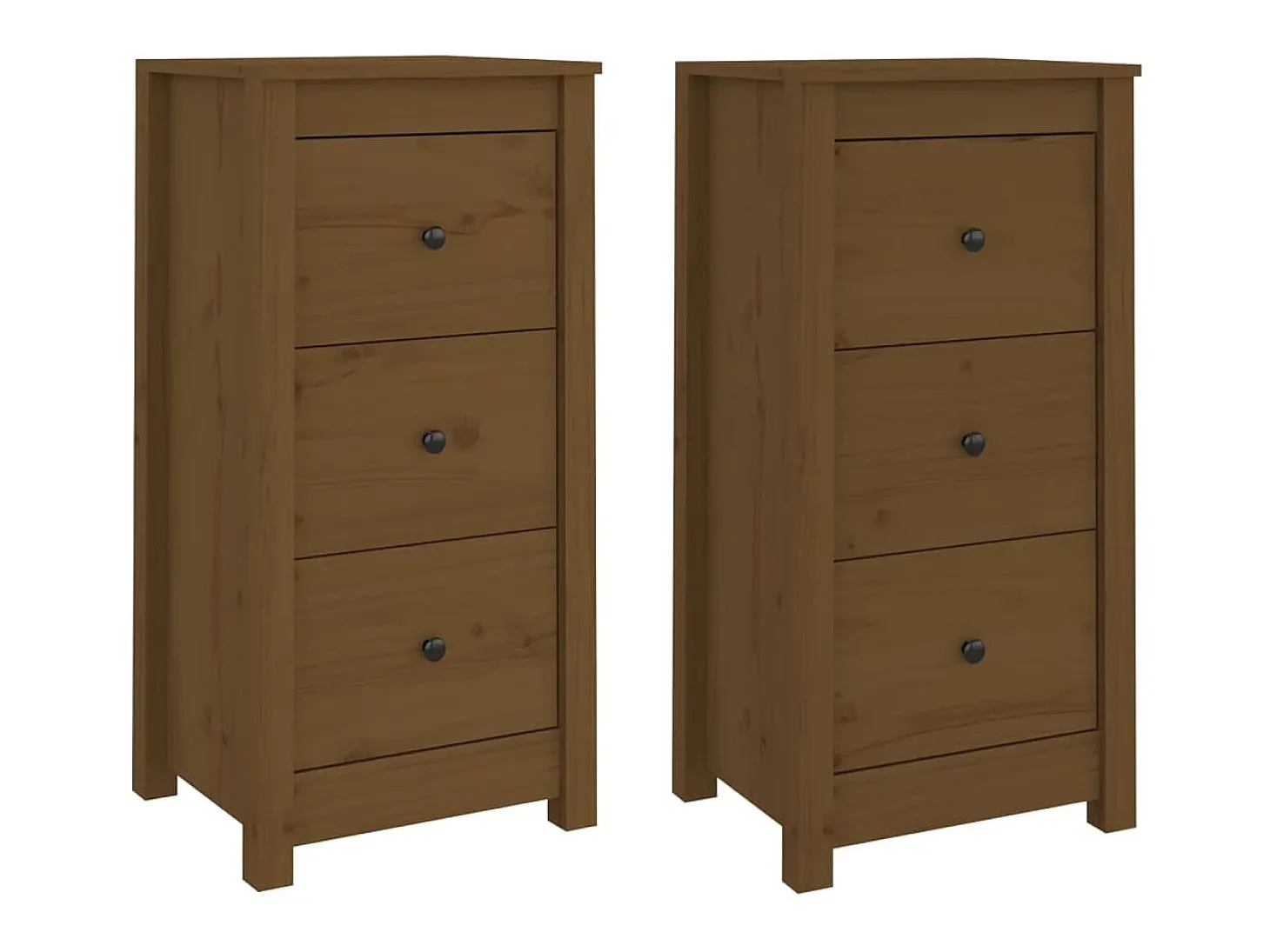 Aparadores 2 uds madera maciza de pino marrón miel 40x35x80 cm ES12407