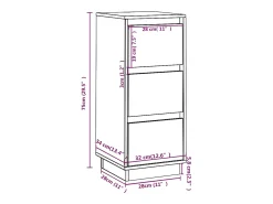 Aparadores 2 uds Negro 32x34x75 cm Madera maciza de pino