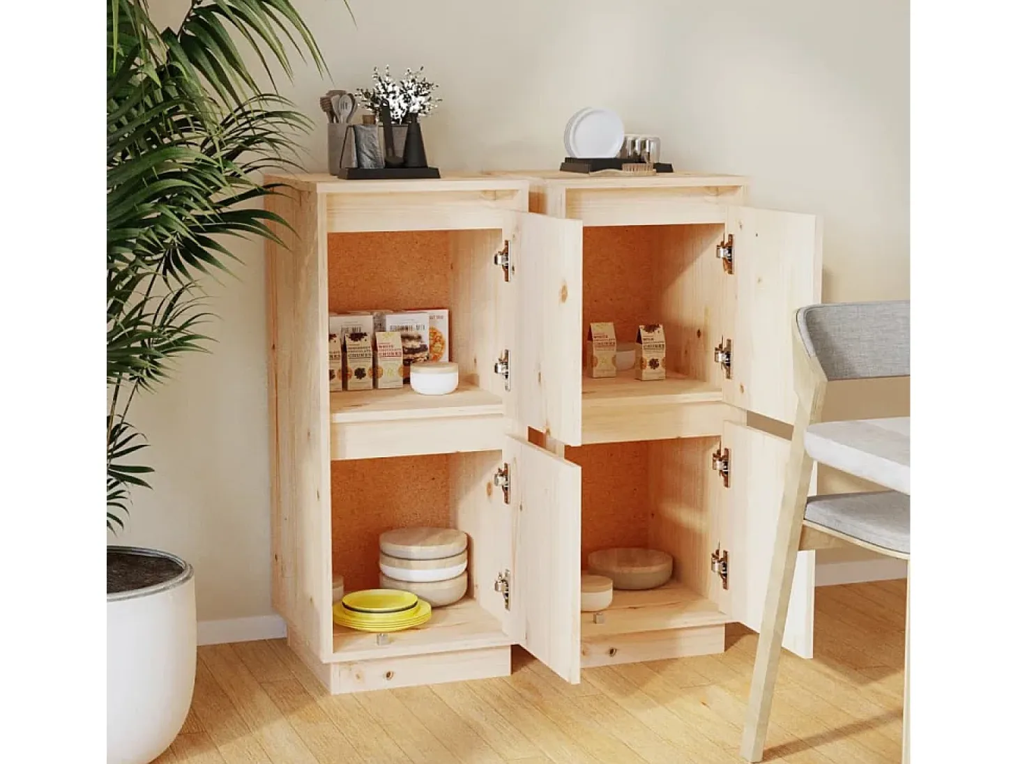 Aparadores 2 uds 31,5x34x75 cm Madera maciza de pino