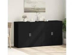 Aparadores 2 unidades madera de ingeniería negro 79x38x80 cm