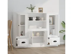 Aparadores altos 3 piezas madera contrachapada blanco ES99044